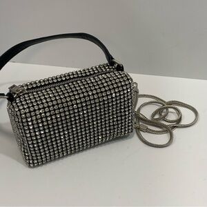 Alexander Wang Crystal-Embellished Mini Crossbody Bag in Silver